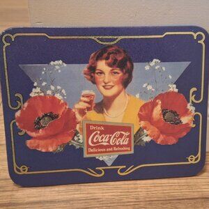Coke Lady & Flowers Wall Hanging Vintage Tin Sign Decoration Drink Coca-Cola